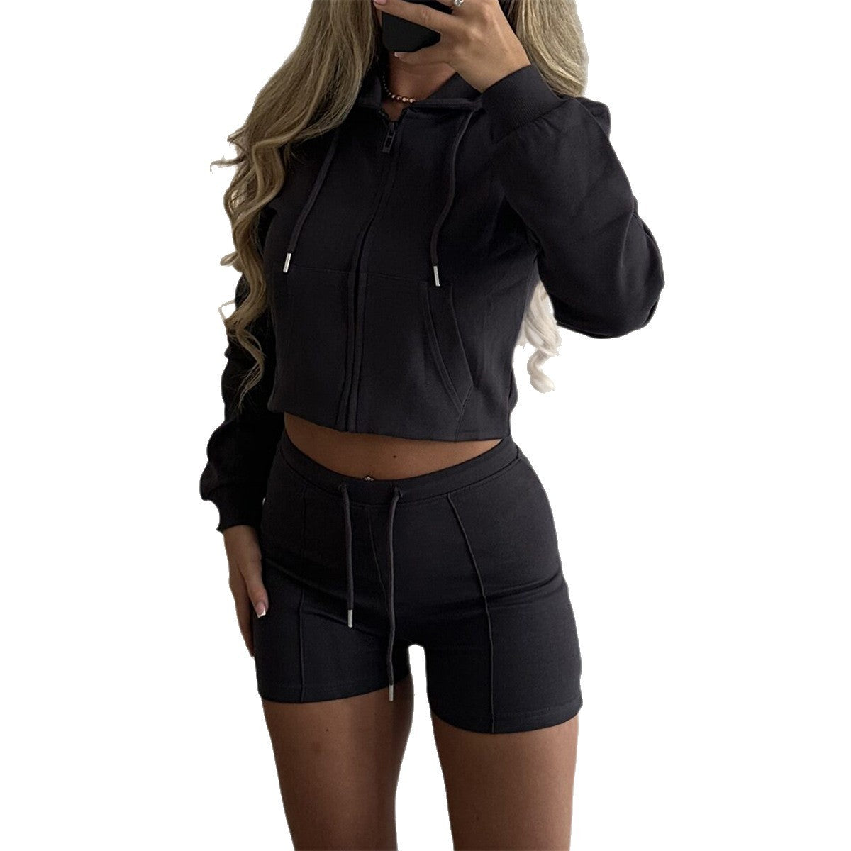 Women's Sports Fleece And Shorts Two-piece Set
