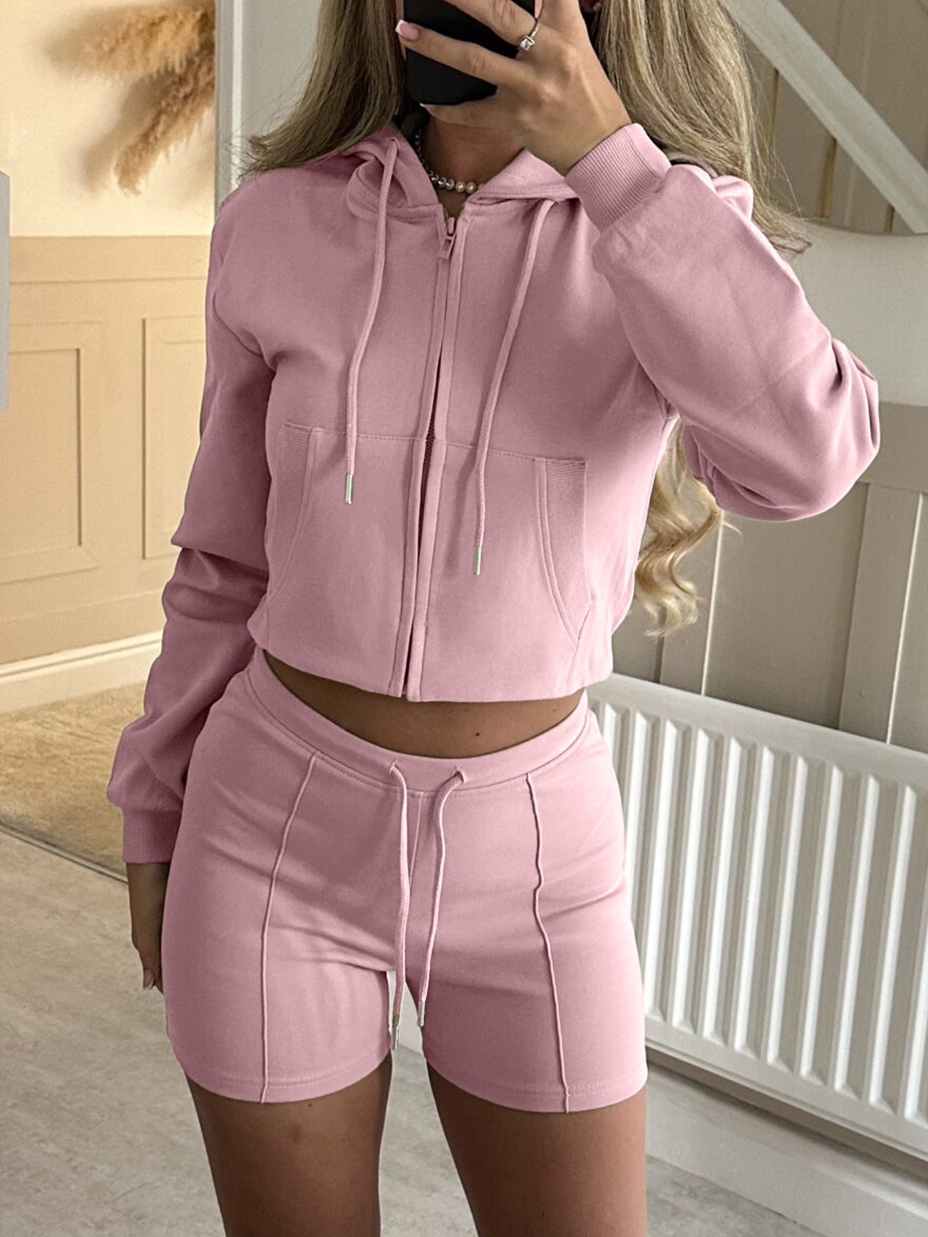 Women's Sports Fleece And Shorts Two-piece Set